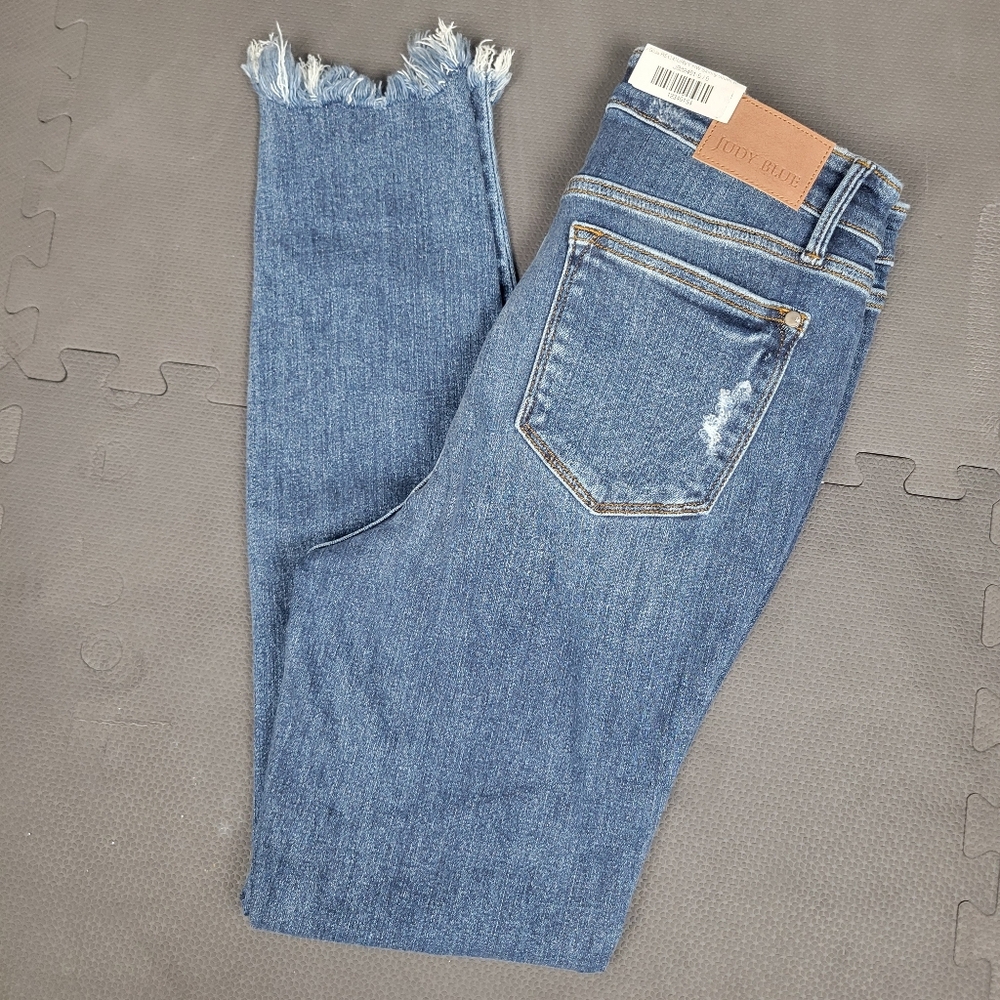 NEW Judy Blue Denim Skinny Fit Jeans Distressed High Waist Womens 9 29